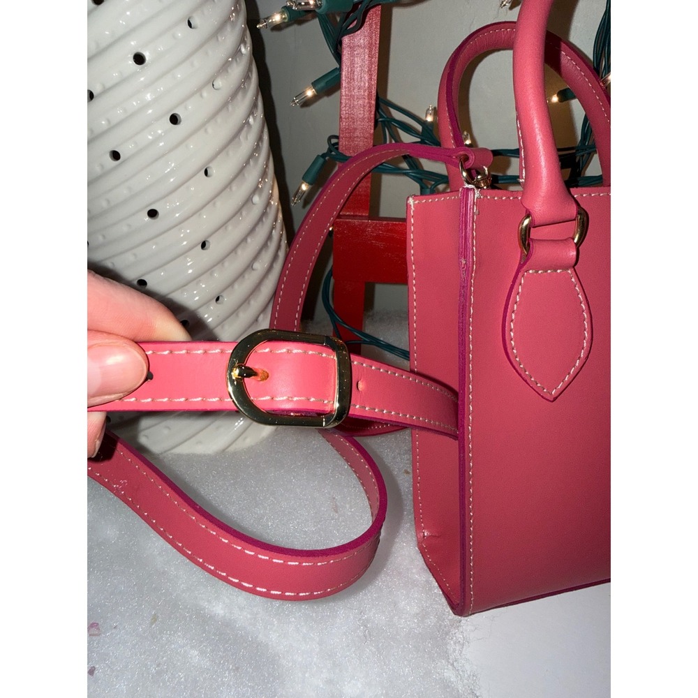 Anna Paola Pink Mini Top Handle Crossbody Bag Gold Hardware Adjustable Strap - Picture 3 of 12